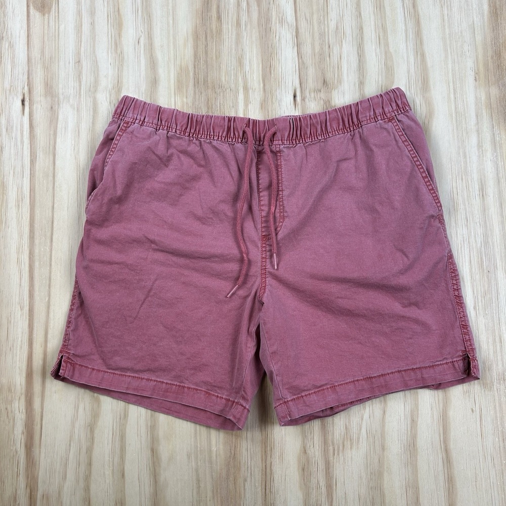 Izod Saltwater Men's Red Chino Drawstring Shorts Large 7" Inseam Stretch